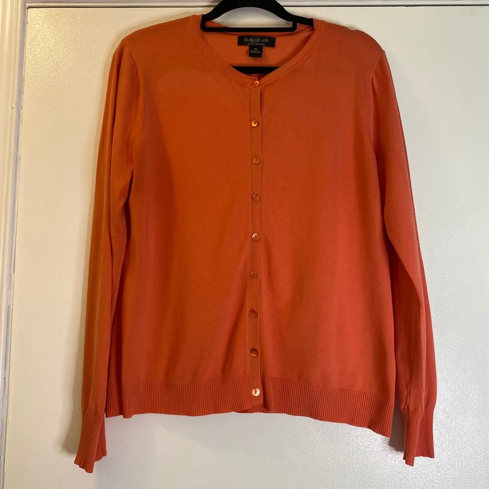 Women's August Silk Cardigan Orange Size XXL - Picture 1 of 6